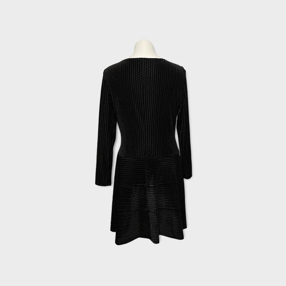 Ivanka Trump Black Textured Long Sleeve Velvet Party Dress - Picture 4 of 7